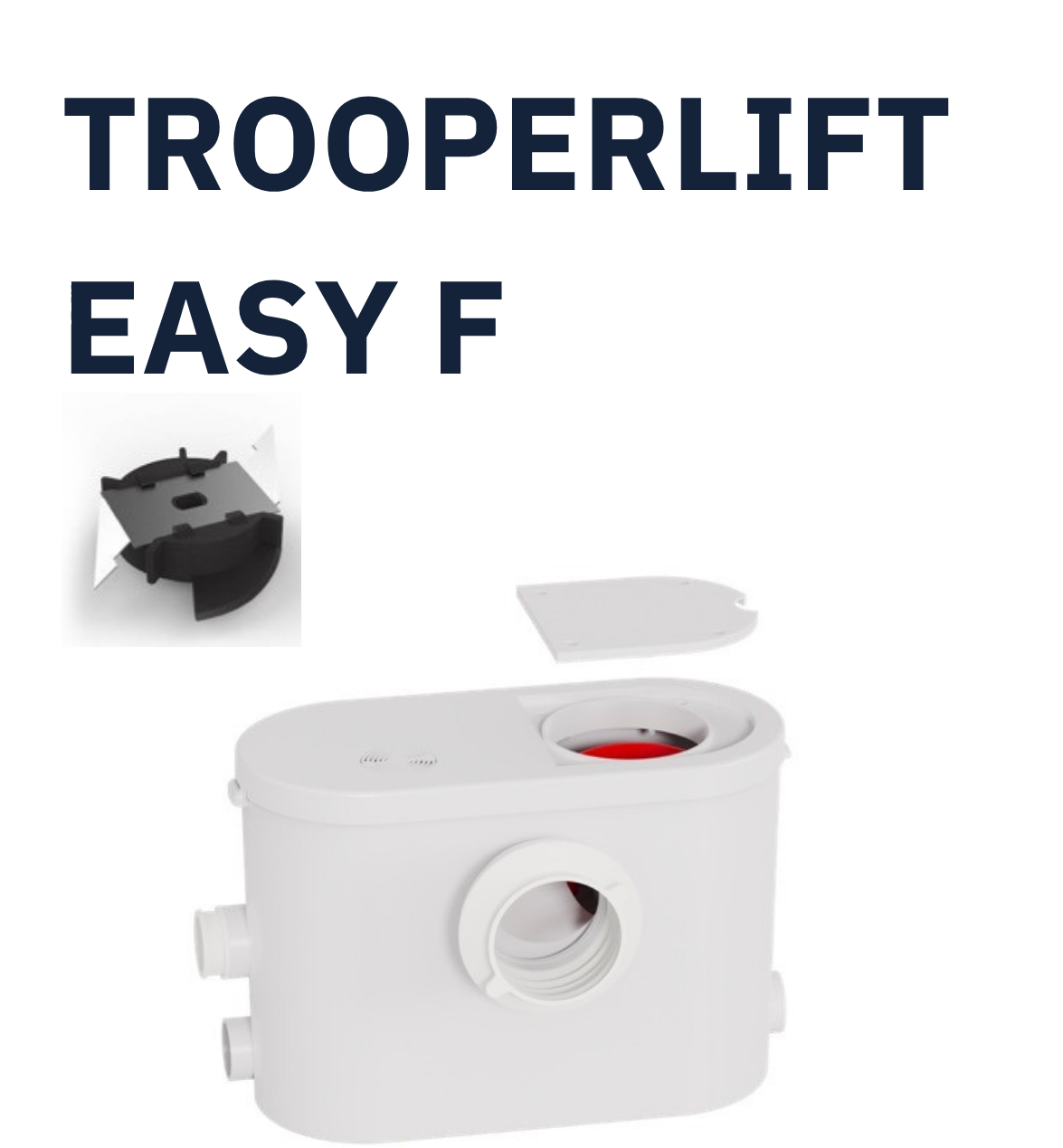 Trooperlift Easy F product image with white lift station and accessory.