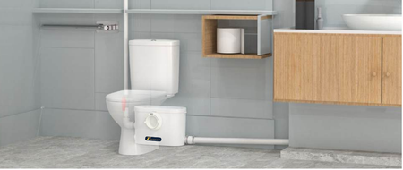 Modern bathroom featuring Trooperlift Easy F toilet design.