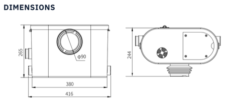 Trooperlift Easy F dimensions technical drawing with measurements