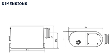 Trooperlift Easy S product dimensions technical drawing.