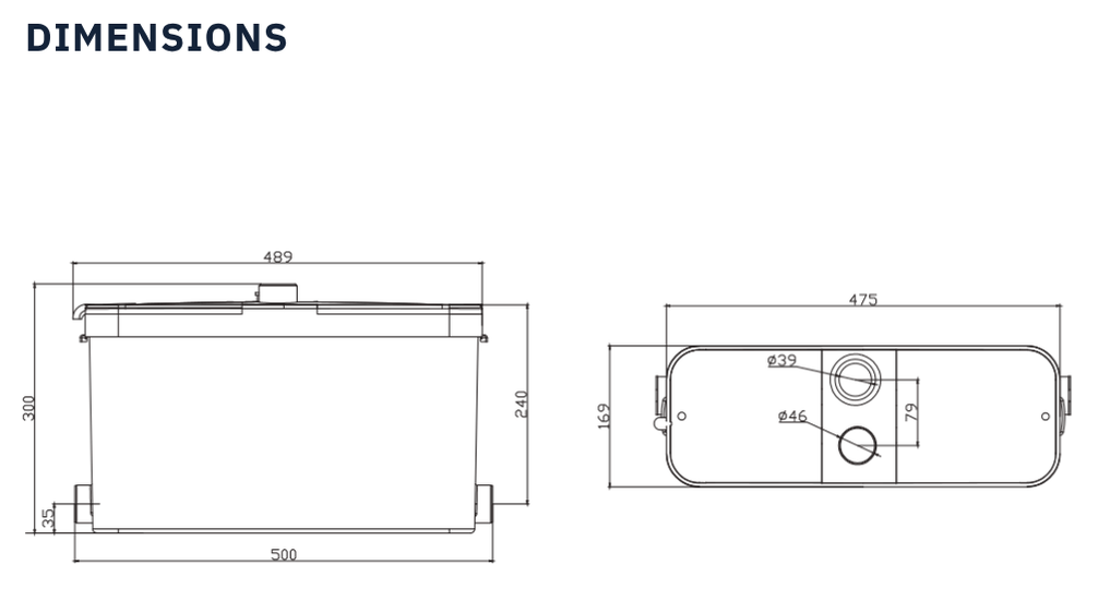 Trooperlift Excel V product dimensions diagram for specifications.