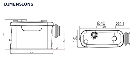Trooperlift Slim S product dimensions illustration and technical specifications.