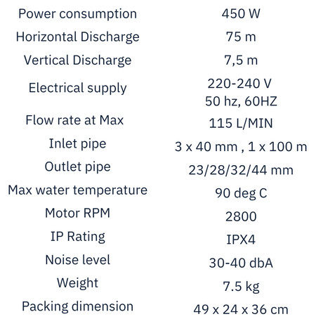 Trooperlift Excel S specifications and features for efficient operation.