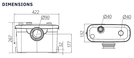Trooperlift Slim F dimensions technical drawing for installation guide.